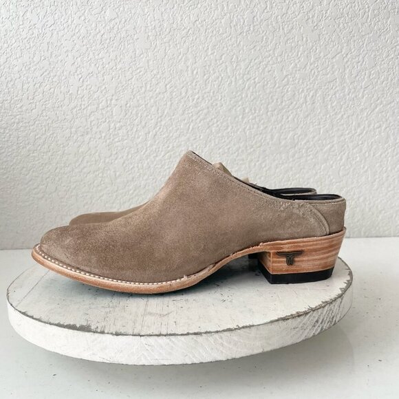 Lane Plain Jane Mule Womens 6.5 Latte Suede Cowboy Boots Western Slip On Short - Picture 4 of 10